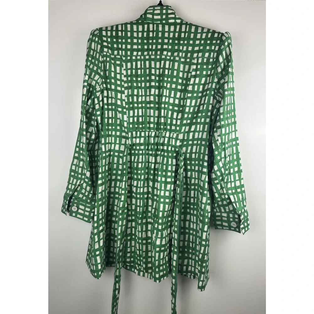 CABI Circuit Jacket Linen Blend Kelly Green & White Belted Size Large Style 6025 - Picture 12 of 16